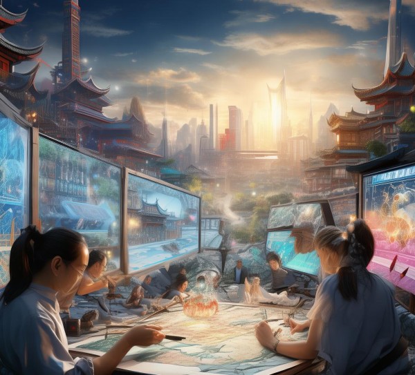 书画作品赞科技活动，共筑文明之光